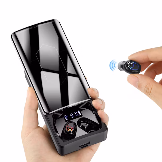 True Wireless Stereo Bluetooth Earbuds with LED Light Shows Power TWS Earphone
