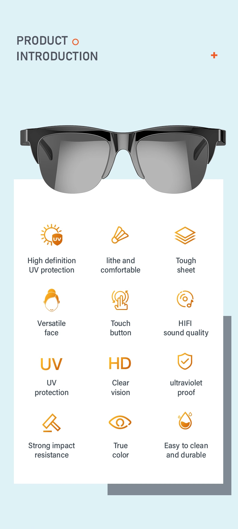 2023 Bluetooth Smart Glasses Sunglasses Phone Calling Wireless Music Glasses Headphone