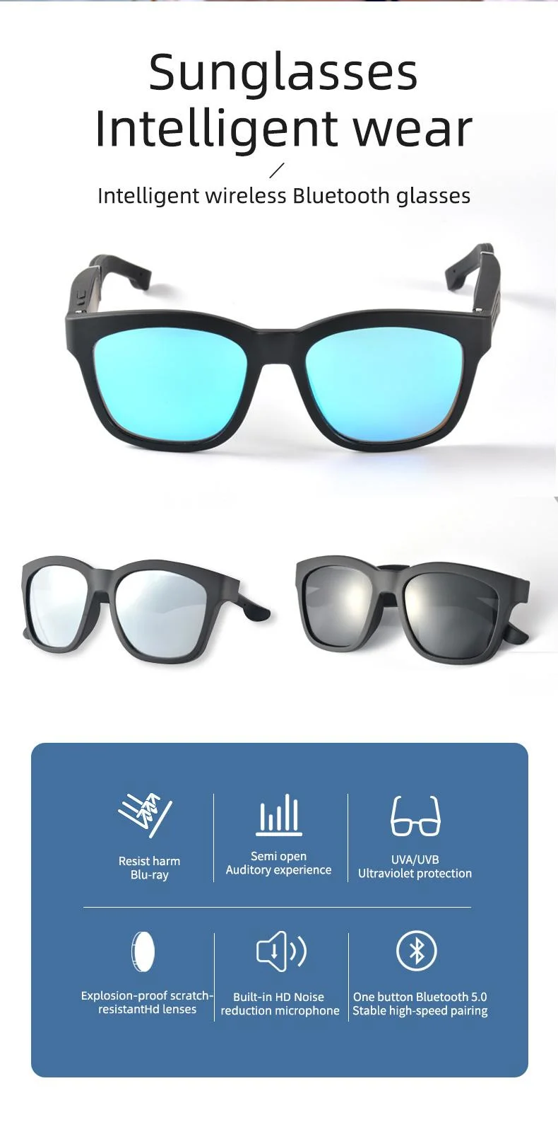 New Intelligent Music Glasses Wearable Equipment Smart Wireless Bluetooth Glasses