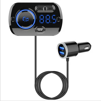 QC3.0 Cargador rápido Manos libres Transmisor FM Car Kit Bluetooth Reproductor de MP3 con puerto USB dual