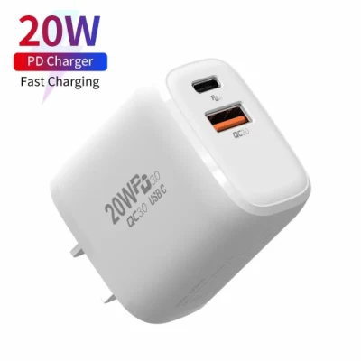 Cargador de cable original Pd 20W para iPhone 12 Teléfono móvil EE. UU. Enchufe de la UE 20W USB-C Adaptador de cargador de pared de carga rápida