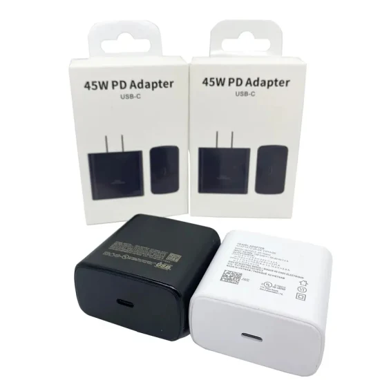 Precio de fábrica 45W USB-C Cargador de pared de carga rápida para Note20 para Samsung Tipo C Pd Power Adaptive con Retail Box EU UK Us 45W Pd Adapter