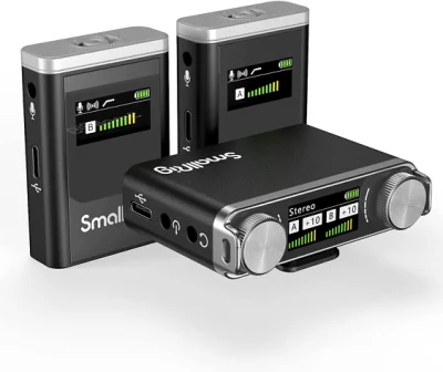 Smallrig W60 Micrófono inalámbrico para teléfono, teléfono inteligente y cámaras, micrófono Lavalier inalámbrico con control de ganancia de reducción de ruido de doble canal para Vlogging